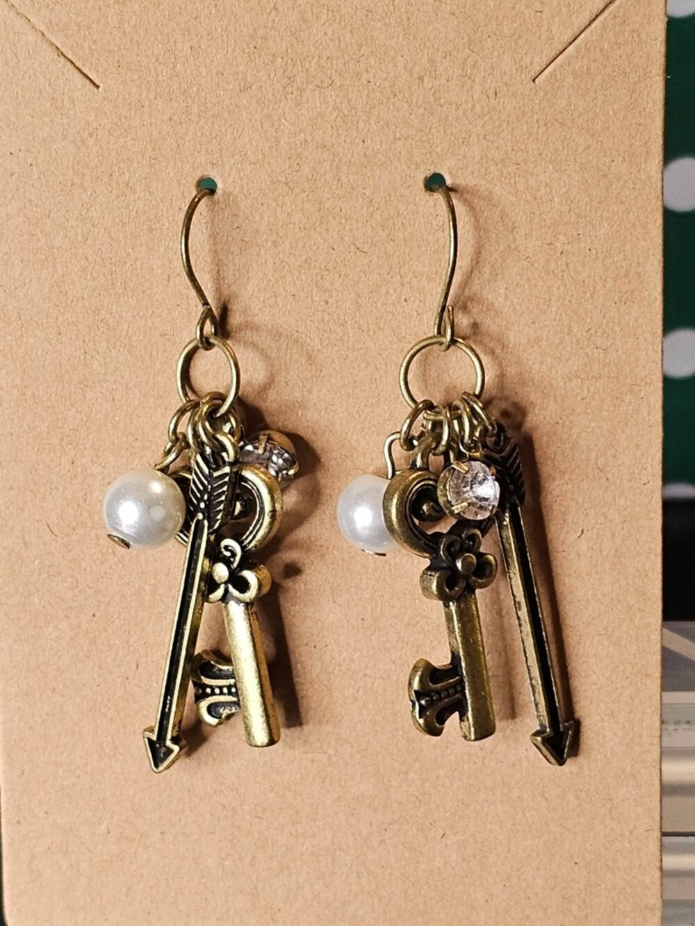 Antique Bronze Steampunk Key Dangle Earrings
